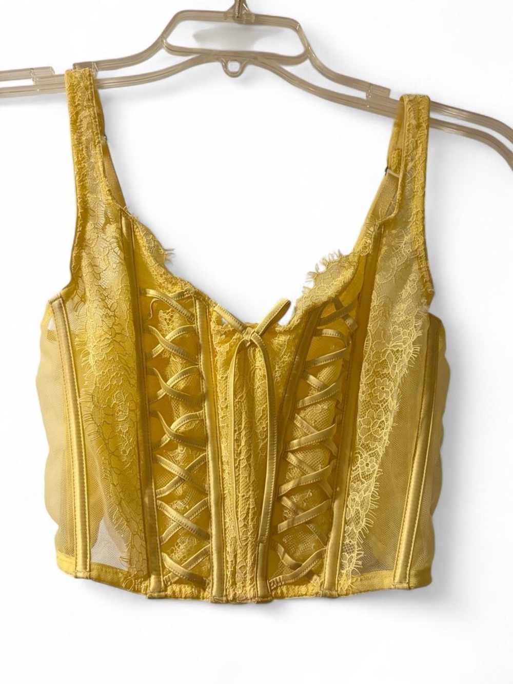 Victoria's Secret Yellow Lace-Up Corset Crop Top - Picture 1 of 2